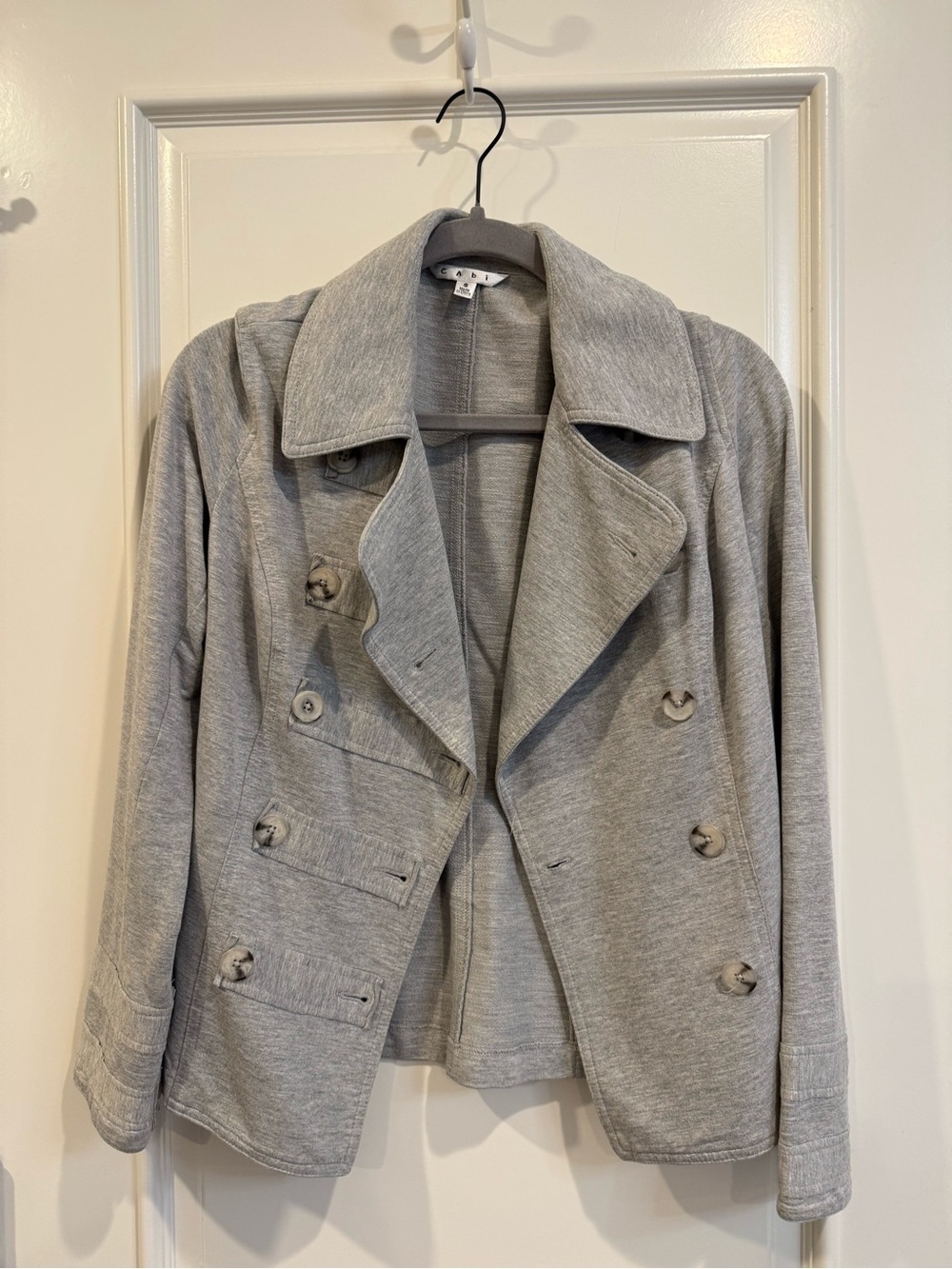 CAbi Good to Go Military Peacoat size S Gray Women's Double-Breasted Coat Jacket